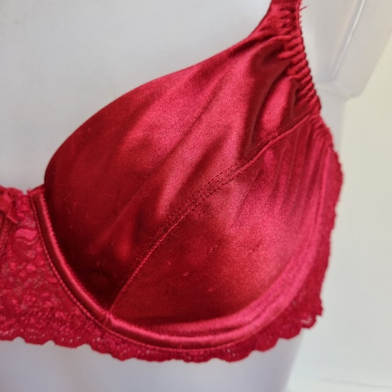 Buy Ruby Red Satin and Lace Simple Classic Bra Soft Cup Online in