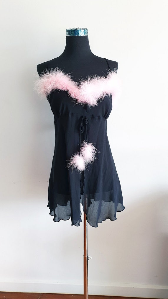 pink feather babydoll