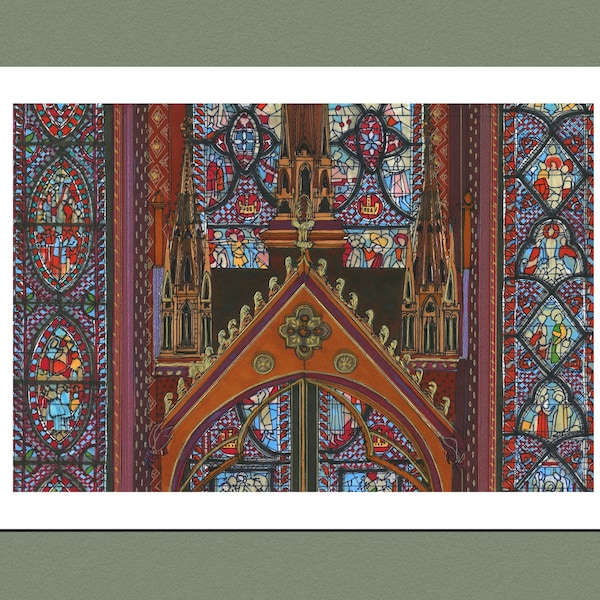 Paris Art: Stained Glass Windows inside Sainte-Chapelle - Giclee Print on premium Fine Art Paper