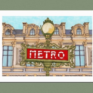 Paris: Metro Sign - Beautiful Giclee Print on Fine Art Paper