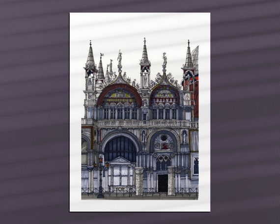 St Mark's Basilica, South Facade, Venice Italy - Art Print | Wall Art | Giclee | Home Decor | Various Sizes | Travel | Architecture |