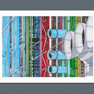 Paris: Centre Pompidou - Giclee Print on Fine Art Paper