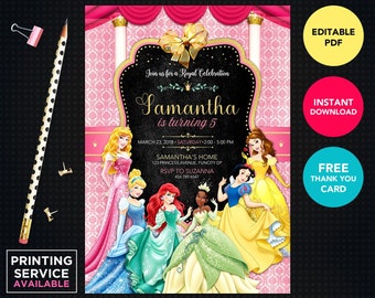 princess invitations etsy