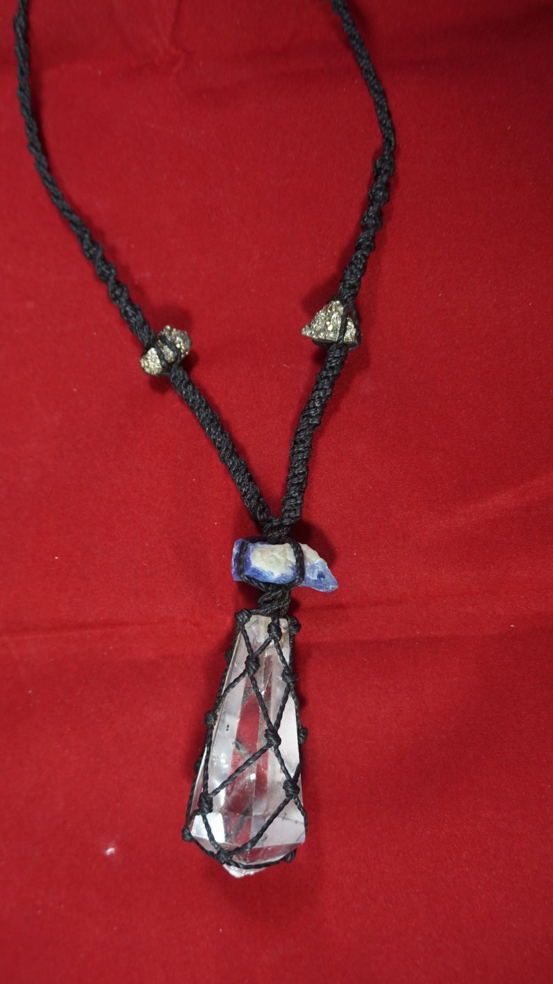 Peruvian quartz lapisl\u00e1zuli and pirita stones necklace handcrafted Energetic Stones