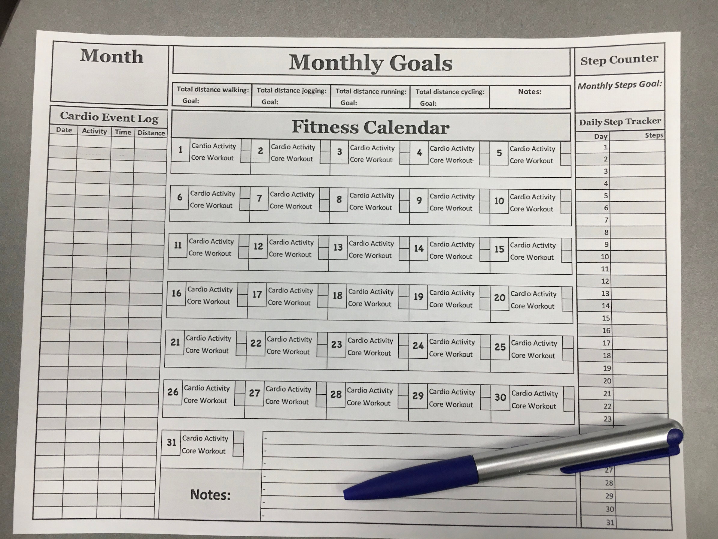 Fitness Planner Excel Template Printable PDF Etsy