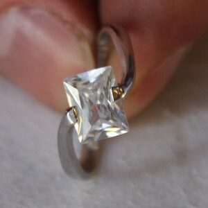 Solitaire Zircon Sterling Silver Engagement Ring, Diamond Proposal Ring, Statement Women Ring, 925k Sterling Silver Women Jewelry,Women Gift