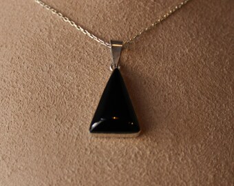 Jet necklace Black Amber pendant Black stone jewelry Stone Necklace Jet Men Black Necklace Black pendant
