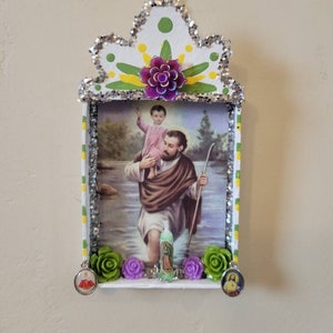 Christopher Nicho Shrine Dia De Los Muertos Guadalupe Day Of The Dead Nicho Folk Art Altar. Wall Decor Shrine Jesus Ornament. READY TO SHIP!