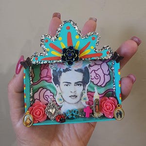 Frida Nicho Shrine Dia De Los Muertos Retablo Day of The Dead Nicho Memorial Altar Art. Wall Decor Shrine or Tree Ornament. READY TO SHIP!