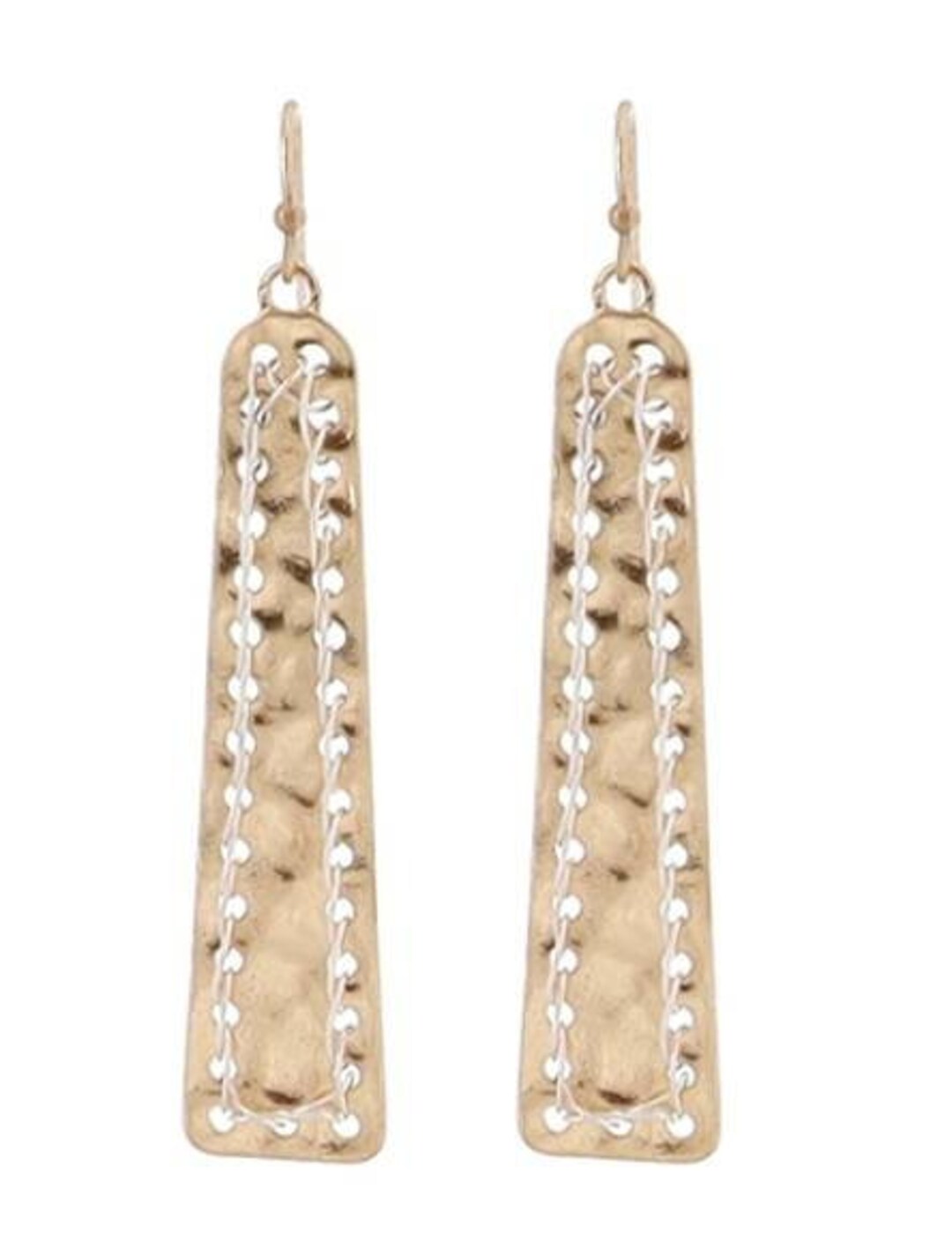 Boucles D'oreilles Pendantes Martelées BICHE DE BERE - Vintage Années 1990