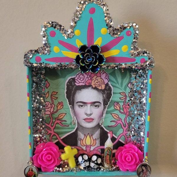 Frida Nicho Shrine Dia De Los Muertos Day Of The Dead Nicho Retablo Folk Art Altar. Wall Hanging Shrine or Tree Ornament. READY TO SHIP!