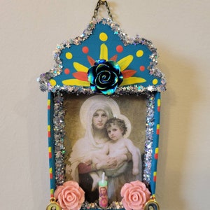 Mary Nicho Shrine Dia De Los Muertos Shrine Day of The Dead Folk Art Altar. Wall Decor Shrine or Tree Ornament. READY TO SHIP!