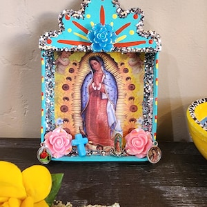 Guadalupe Nicho Shrine Dia De Los Muertos Day of The Dead Nicho Folk Art Altar. Wall Decor Shrine Virgin Mary Or Ornament. READY TO SHIP!