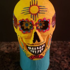 Skull Dia De Los Muertos Day of the Dead Hand Carved Skull Shrine Altar Nicho Retablo Mexican Chicano Art. READY TO SHIP!