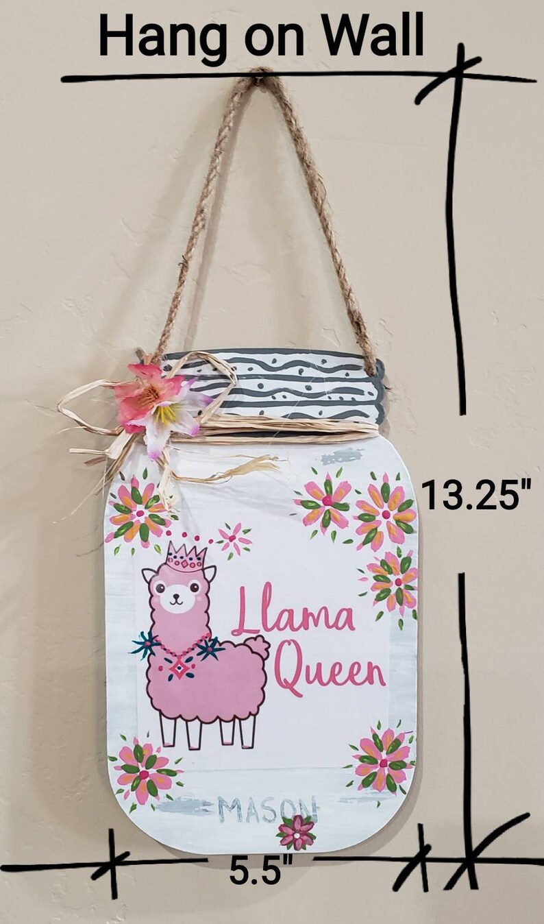 Llama Metalwork Decor Country House Wall Decor Llama Queen Mason Jar Folk Art Mixed Media Wall Hanging Llama Decor Plaque READY TO SHIP!