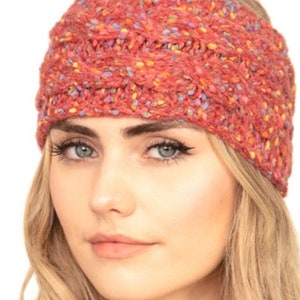Beanie Headband Ear Warmer Winter Hat Soft Confetti Cable Knit Woman Fashion 6 Colors Available. READY TO SHIP!