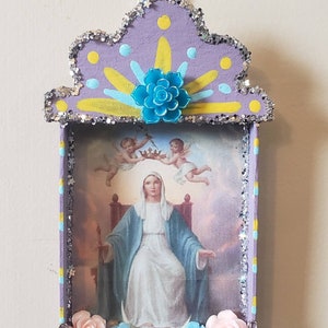 Guadalupe Nicho Shrine Dia De Los Muertos Day of The Dead Retablo Folk Art Altar. Wall Decor Shrine or Virgin Mary Ornament. READY TO SHIP!
