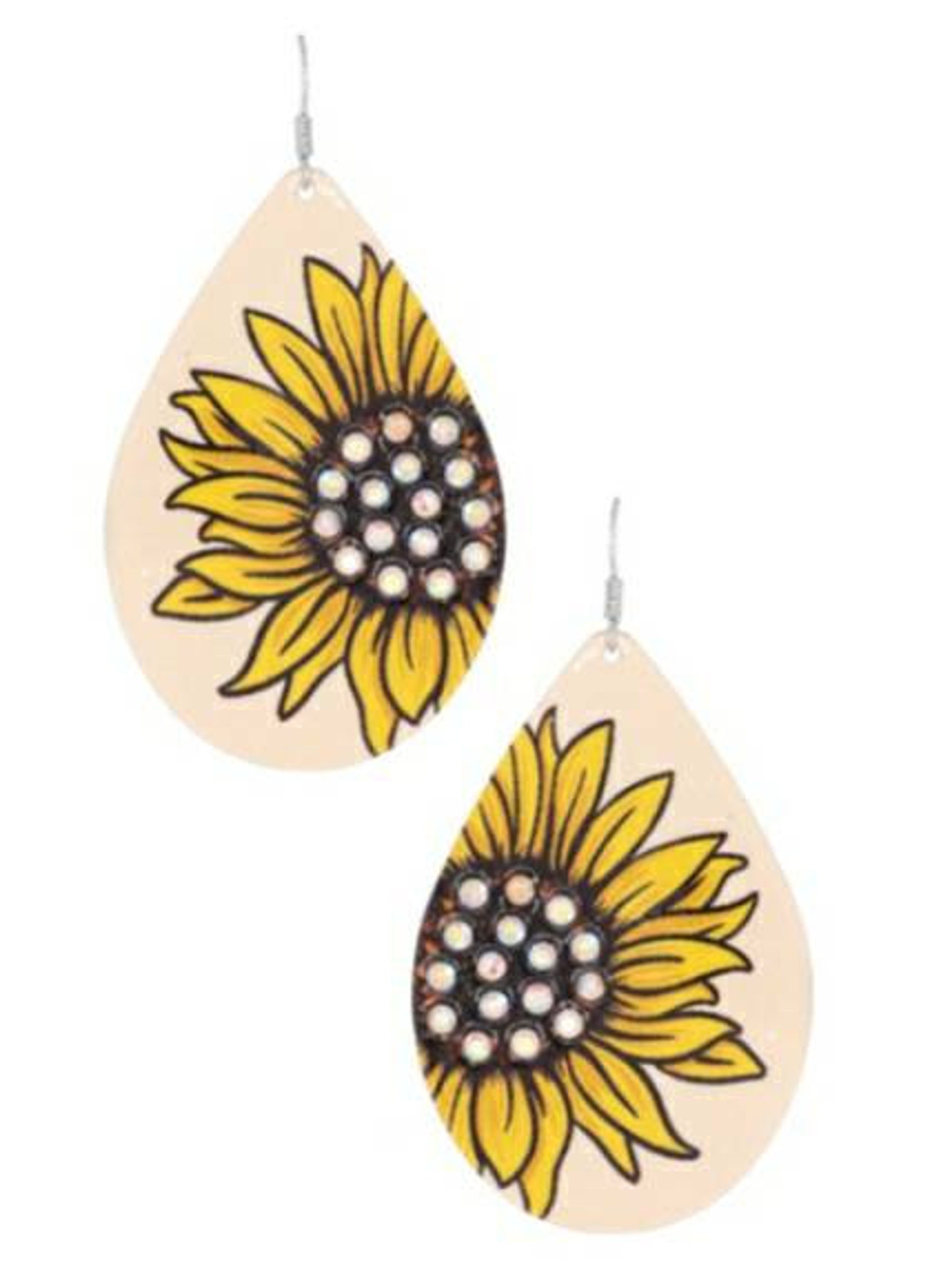 Bright Sunflower Earrings Teardrop Dangle Drop Light Metal Etsy