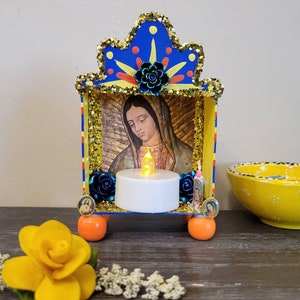 Guadalupe Nicho Shrine Dia De Los Muertos Retablo Prayer Healing Altar Meditation Our Lady of Guadalupe Home Candle Display. READY TO SHIP!