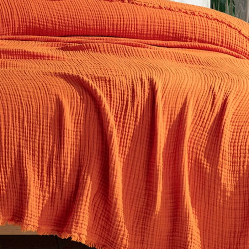 Natural Muslin Cotton Throw Blanket King Size Bedspread Etsy