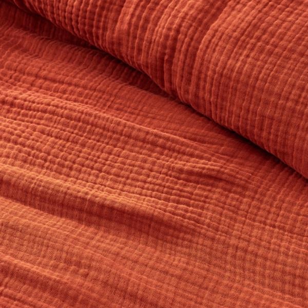 Terracotta Natural Muslin Cotton Bedspread, Lightweight Breathable Throw Blanket, Gauze Blanket, Comfy Blanket