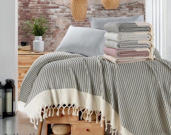 HARMONY Natural Cotton Blanket Throw King/queen Size, Cozy