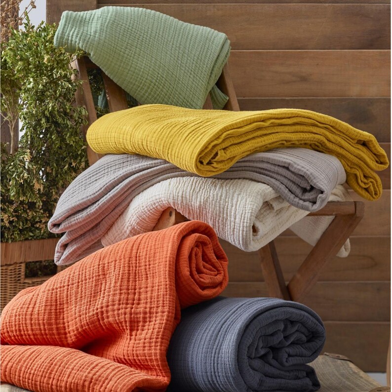 Natural Muslin Cotton Throw Blanket King Size Bedspread Etsy