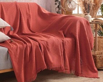 Linen Couch Cover, Throw Blanket Couch, Green Sofa Slipcover, Decorative Couch Sofa Cover