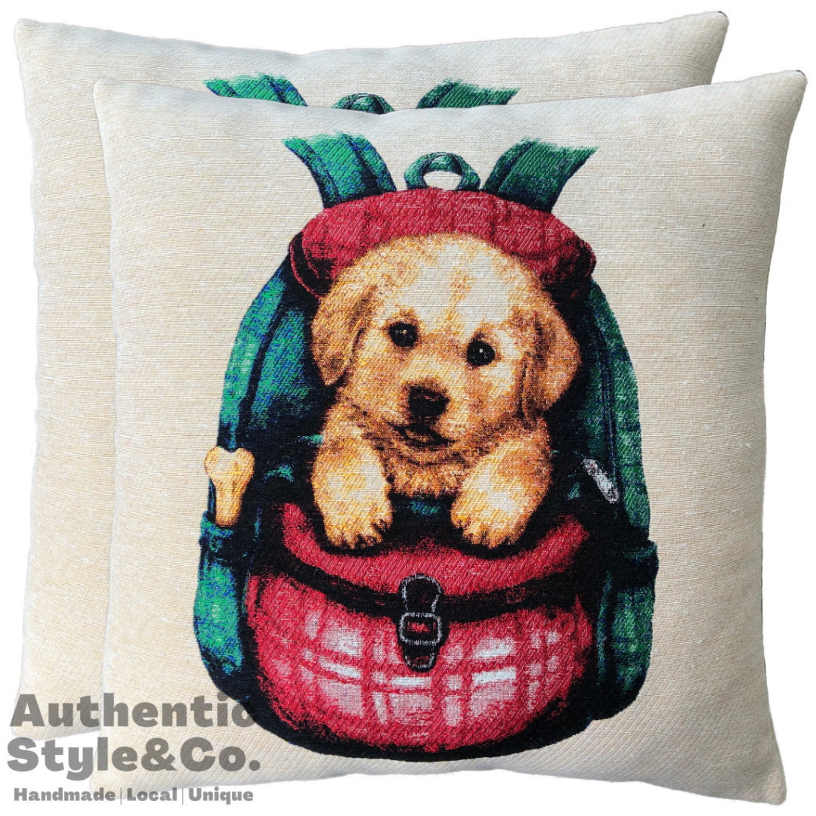 Decorative Dog Tapestry Pillow Covers Woven Puppy Square Etsy