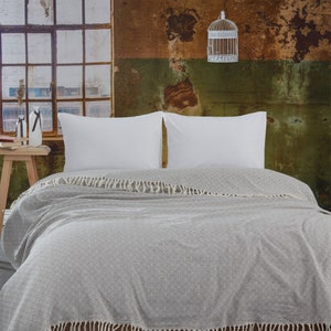 DIAMOND | Natural Cotton Woven Bedspread & Quilt, Woven Throw Blanket ...