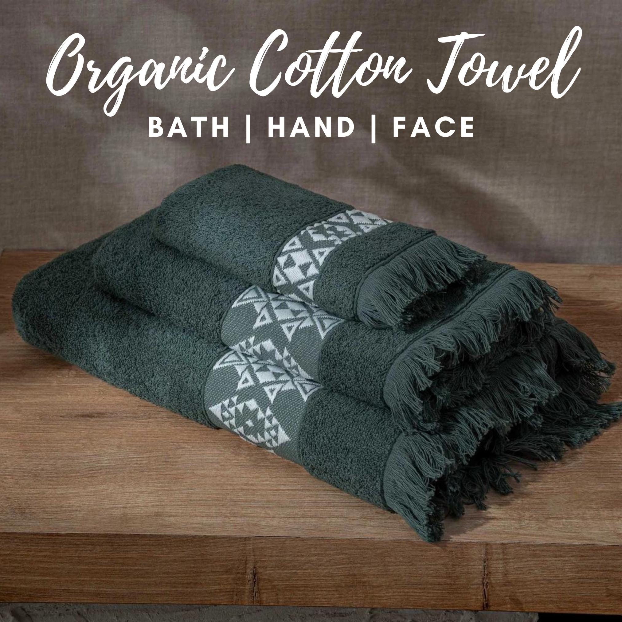Organic Cotton Towel Set | Oeko-Tex Certified Bath, Face, Hand Towels | Soft & Absorbent Eco-Friendly Bathroom Towels