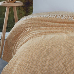 DIAMOND | Natural Cotton Woven Bedspread & Quilt, Woven Throw Blanket ...