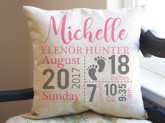 Personalized Baby Pillow Cover Custom Baby Gift Baby Stats Pillow Custom Baby