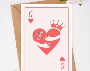 Queen Of Mums | Mother's Day Card | Funny | Cute | Greeting Card | Mum | Mother | Mummy | Birthday Card | Card for Mum | Mama