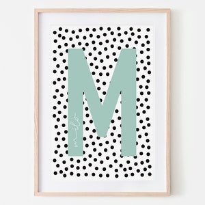 Spotty Initial Letter, Personalised Gift, Nursery Print, Initial Print, Child Gift, Child Print, Playroom, Kids Bedroom, Boy Room, Girl Room