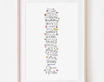 A Sweet Story | Personalised Print | Mothers Day | Gift For Mum | Nan | Nanny | Birthday Gift | Sweeties | Home Print | Wall Art | Gift