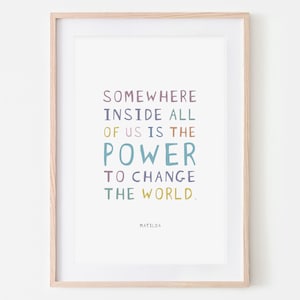 Somewhere Inside All Of Us | Matilda | Roald Dahl | Nursery Print | Digital Download | Kids Bedroom | Playroom Art | Girl Room | Art
