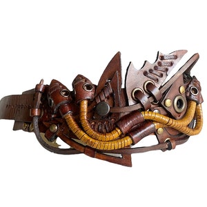 Vintage braunes Steampunk Lederarmband, braunes Drachenflügel Armband, Vintage mittelalterliches Manschettenarmband, Gothic Bronze Steampunk Schmuck
