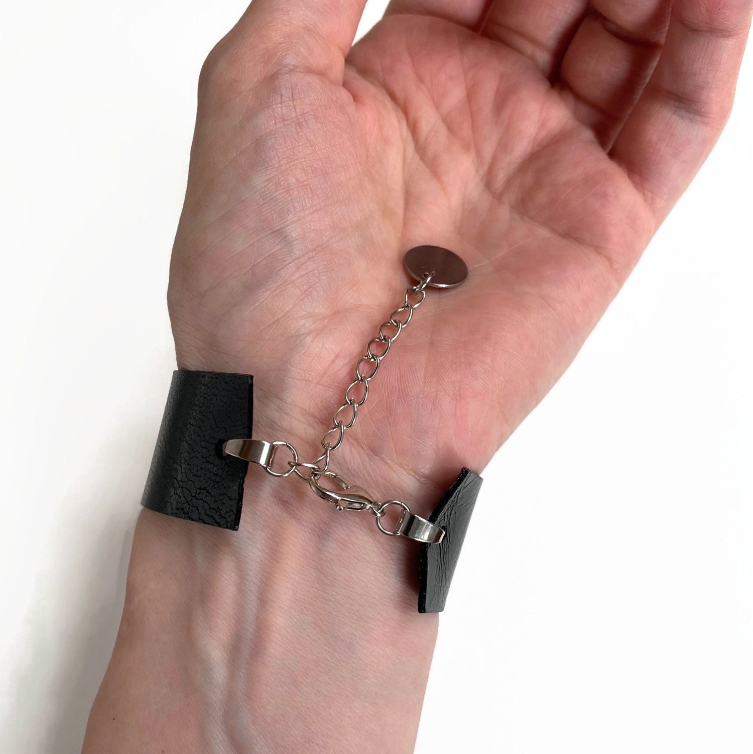 Black leather bracelet for women Genuine leather cuff Etsy