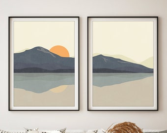 Gallery Wall Set of 5 Scandinavian Abstract Prints Mid - Etsy
