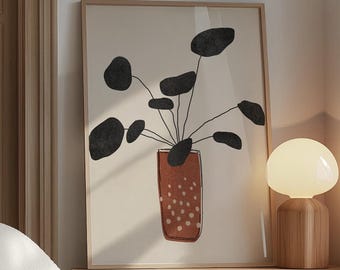 70s Retro Floral Print, Mid-Century Modern Botanische Wandkunst, Groovy Boho Home Decor