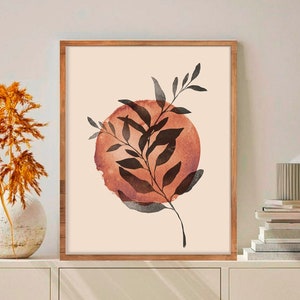 Botanical Print Mid Century Modern wall art Abstract Neutral Botanical Wall Art, Minimal Botanical art, Botanical leaf Printable Living Room