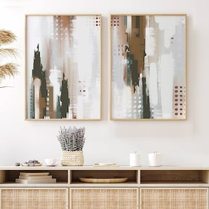 Boho Beige Abstrakte Galerie Wandkunst Set 2 Drucke, Einfache Neutrale Nordische Drucke, Moderne Minimalistische Abstrakte Kunst für Wohnkultur