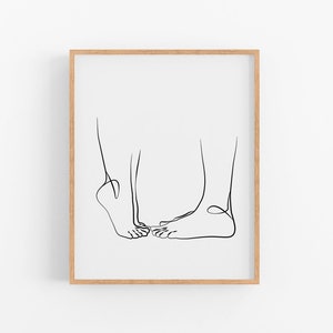 Couple Line Drawing, Digital Minimal Wall Art, Couple Art Print, Anniversary Gift, Couple Print Wall Decor Line Art Hands Print image 1