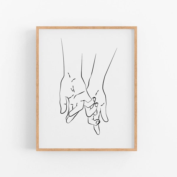 Abstract Couple Line Art, Digital Romantic Poster, Anniversary Gift, Couple One Line Drawing, Love Wall Art, Minimal Line Art Love Print
