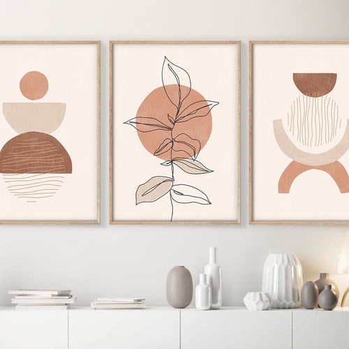 Prints Gallery Wall Set Black and White Boho Art Set of 3 Prints