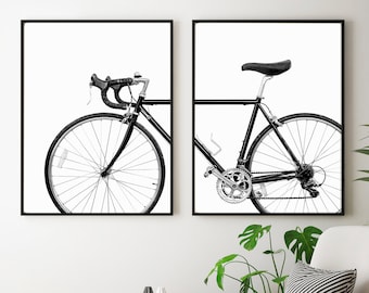 Bicycle Wall Art, Set of 2 Print, Bicycle Print, Bike Print, Black and White Print, Scandinavian Prints Printable Wall Art, Digital Download