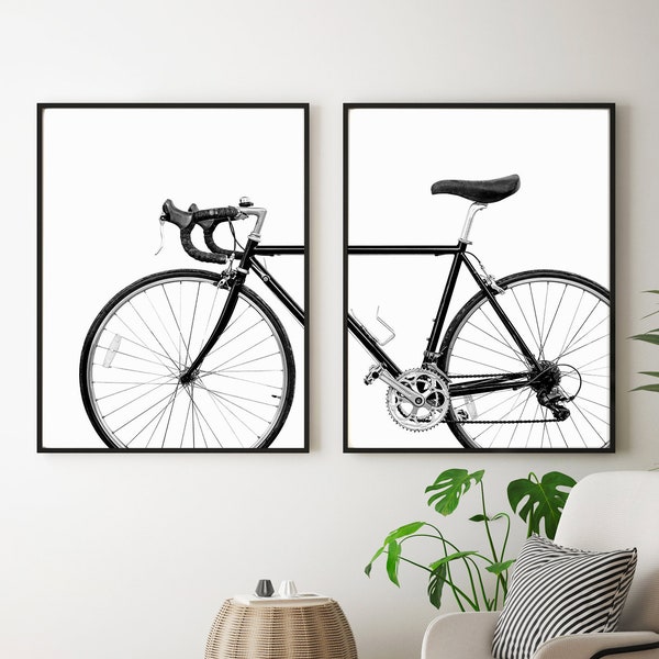 Bicycle Wall Art, Set of 2 Print, Bicycle Print, Bike Print, Black and White Print, Scandinavian Prints Printable Wall Art, Digital Download