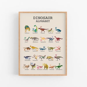 Dinosaur Alphabet Print, Nursery Wall Art, Alphabet Poster, Dinosaur Wall Art, Dinosaur Print, Dinosaur Decor, Boys Room, Alphabet Printable