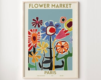 Flower Market Paris, Flower Market Print, Digital Download Flower Market Poster, Flower Wall Shop Print, Florist Gift, Home Decor Art